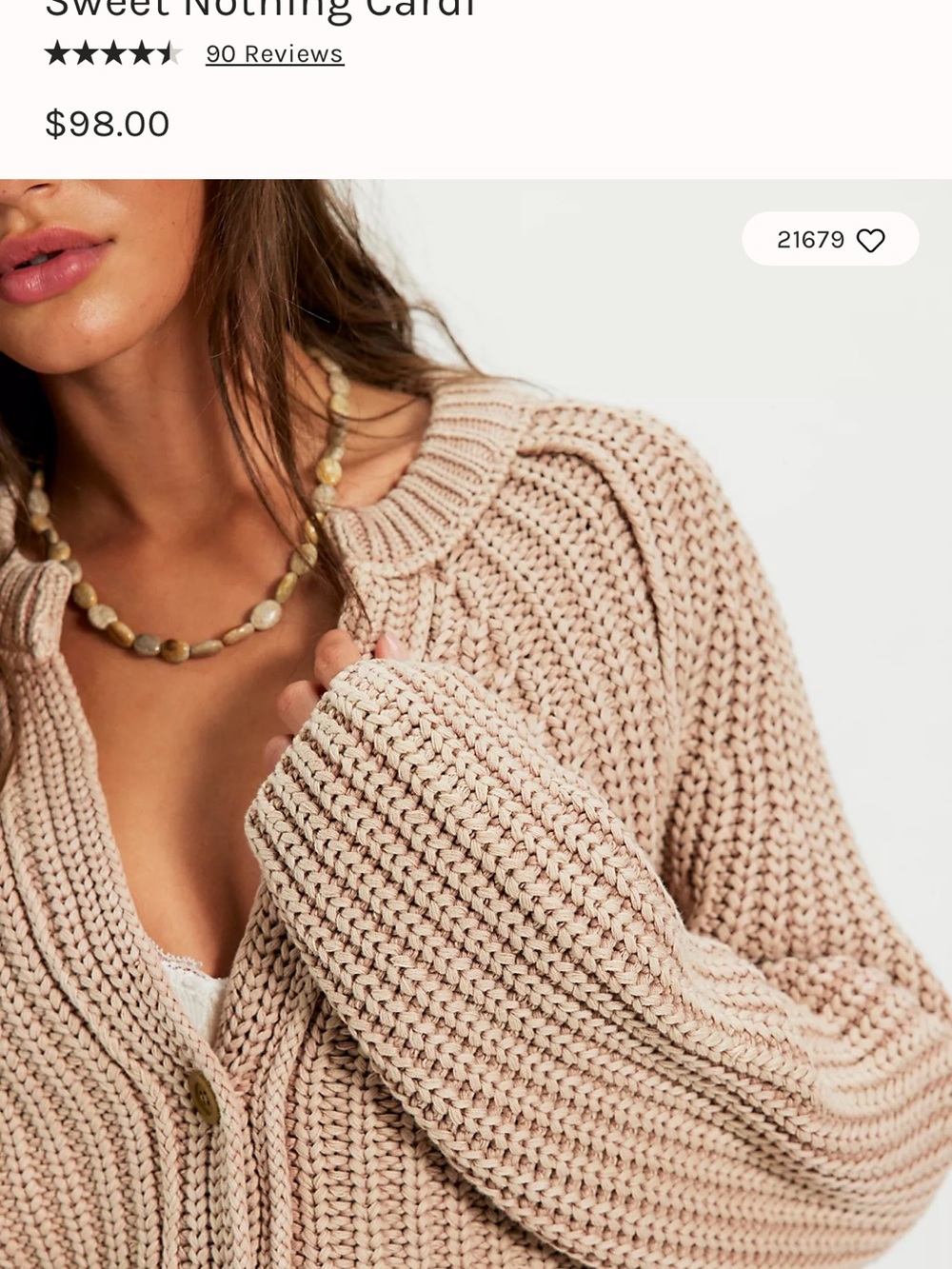Free People Sweet Nothing Cardi, color sand castle - Picture 3 of 5